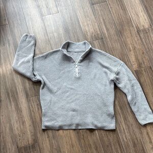 Gray Women’s Sweater 3/4 zip collar Medium